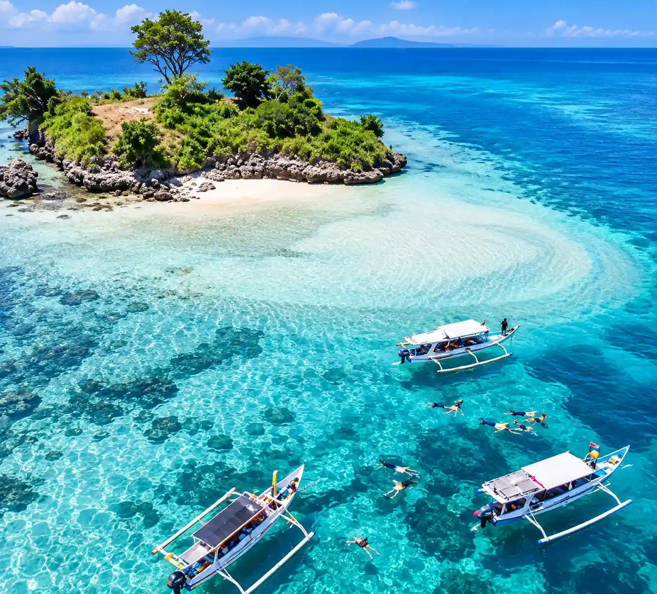 Boat on tropical water in Lombok