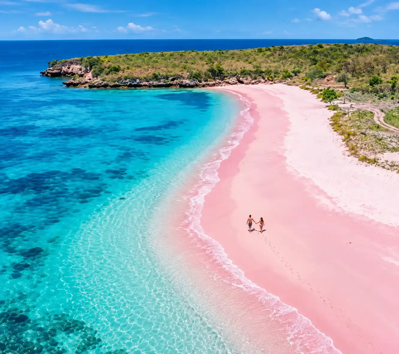 Pink Beach Lombok pink-toned sand and clear water